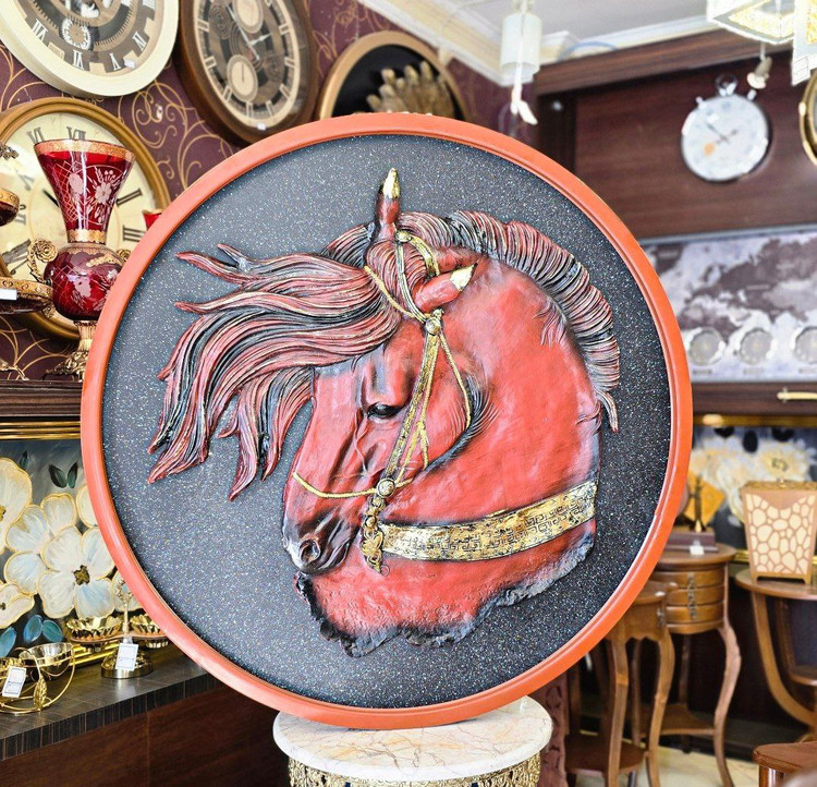 تابلو اسب رزینی گرد قطر 105