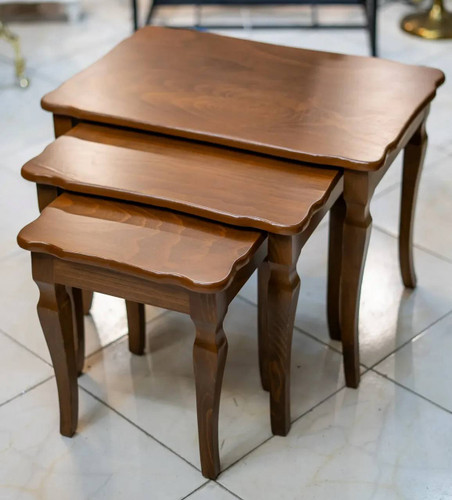 میز عسلی سه تیکه ساده قهوه ای MDF