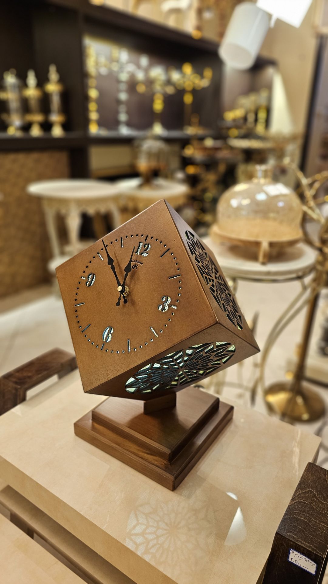 آباژور رومیزی ساعت دار چوبی کد 514