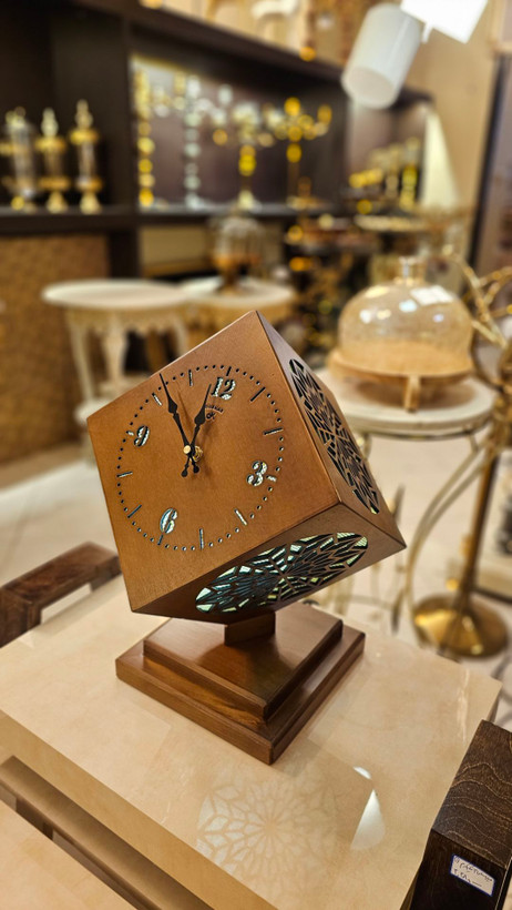 آباژور رومیزی ساعت دار چوبی کد 514