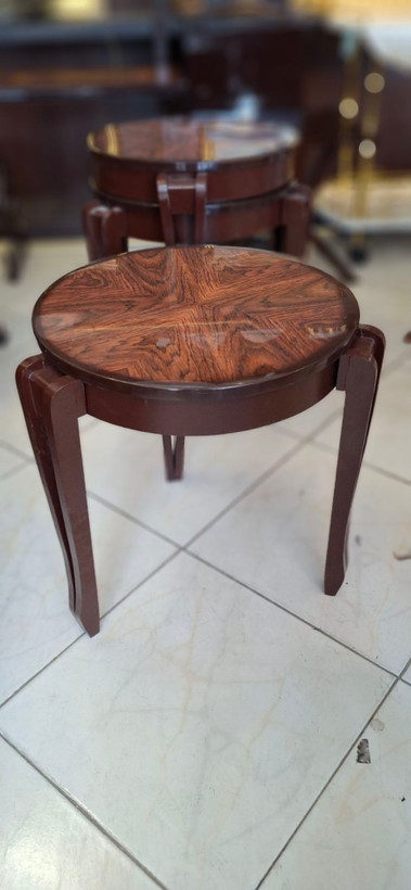 میز عسلی سه تک پولیشی قهوه ای ساده